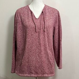 Orvis Women’s L Heather Maroon Cotton Pullover Hoodie Pocket 25x25 Oversized